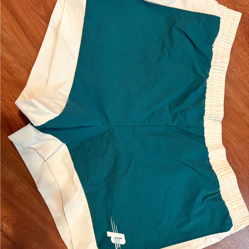 Teal and White Women's Shorts